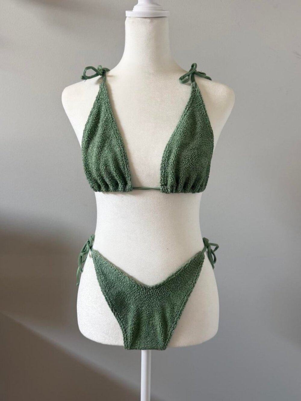 ASOS Crinkled Green High Waist Bikini